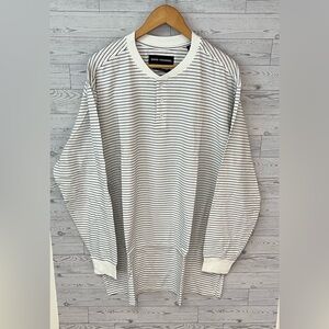 Good Counsel Men's Wanzer Striped Henley Long Sleeve Shirt Black/White 2XL